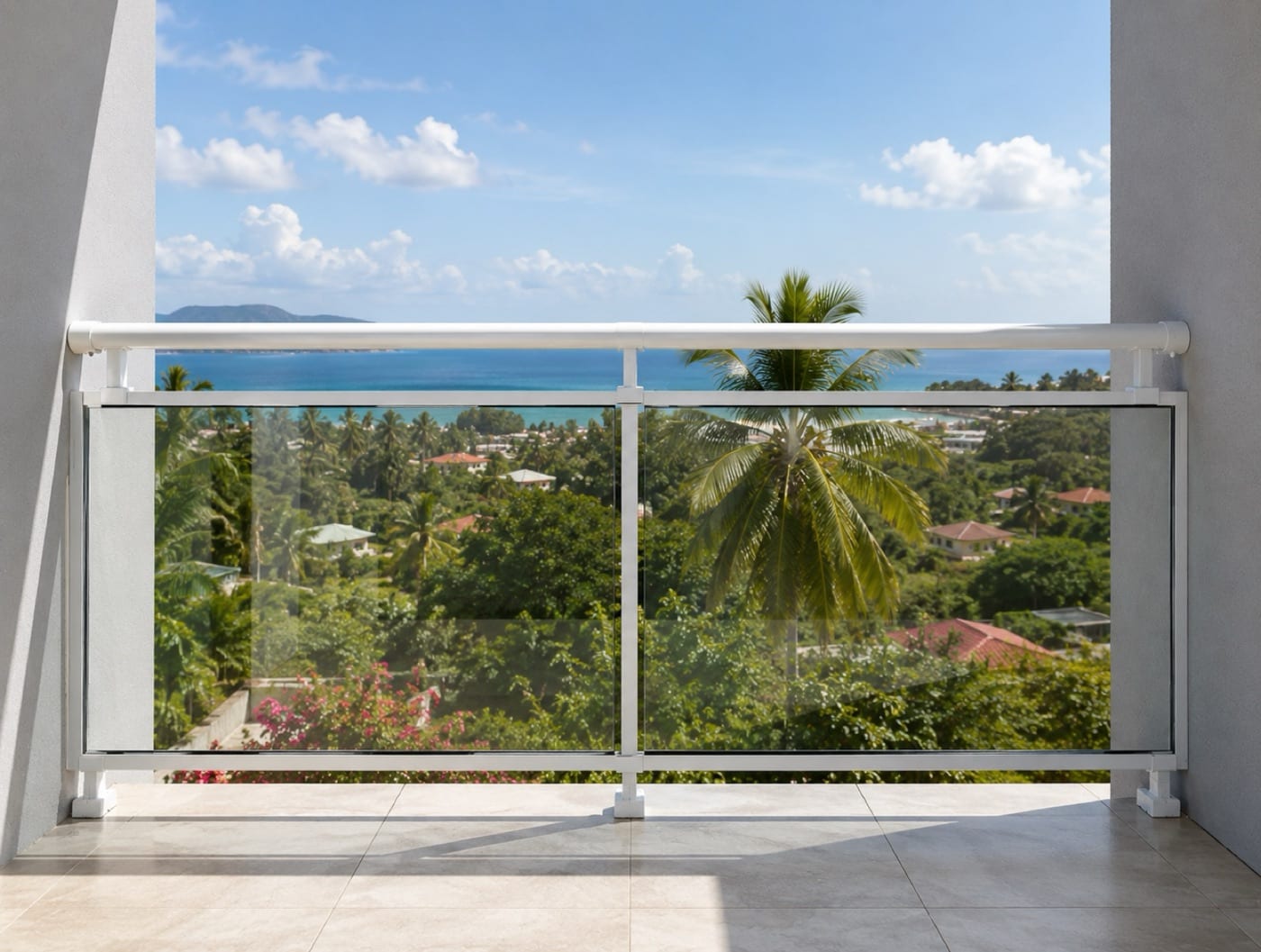 Garde-corps vitré droit sur mesure en Martinique