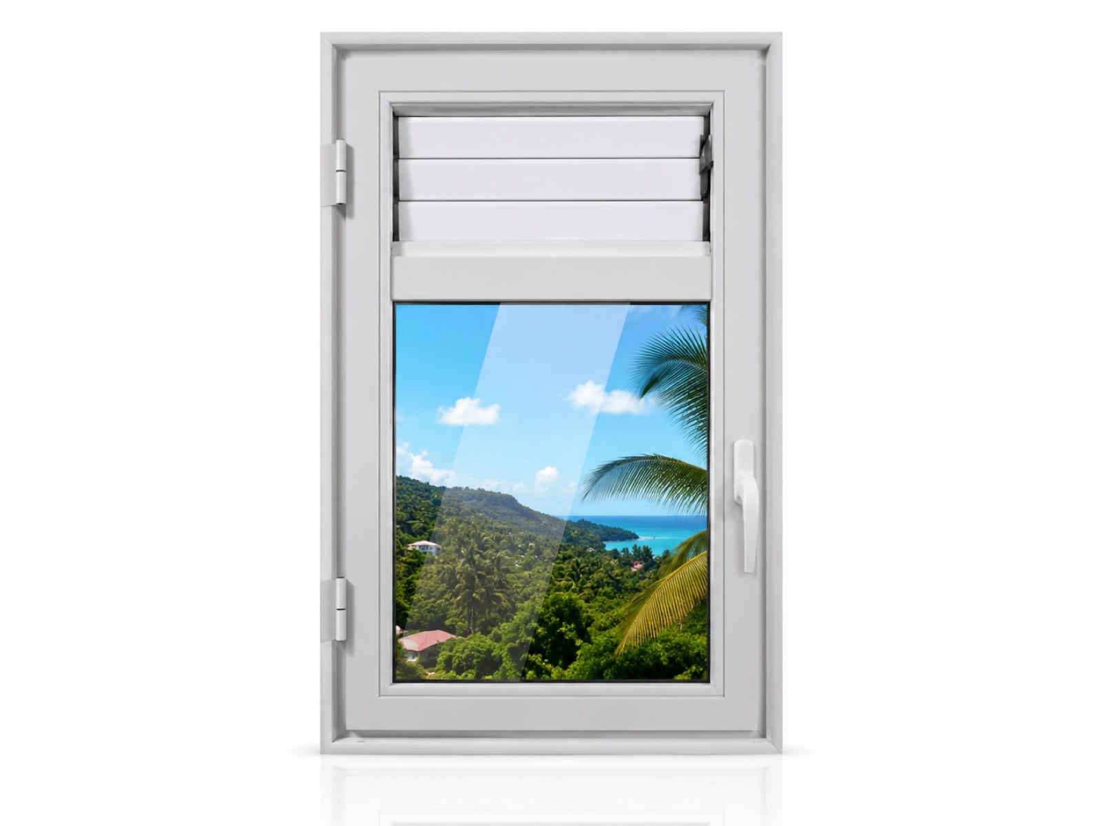 Fenêtre 1 battant + lames de ventilations en aluminium sur mesure en Martinique