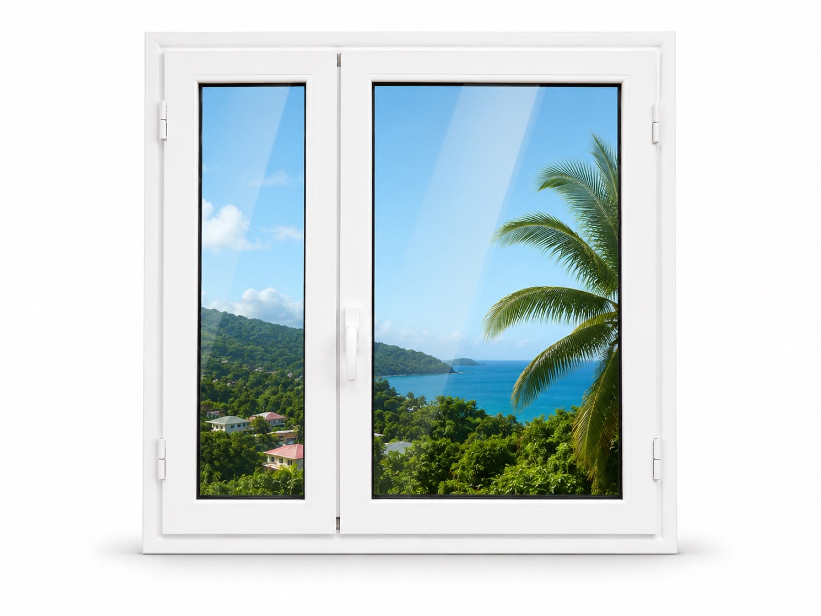Fenêtre 2 battants tierce en aluminium sur mesure en Martinique