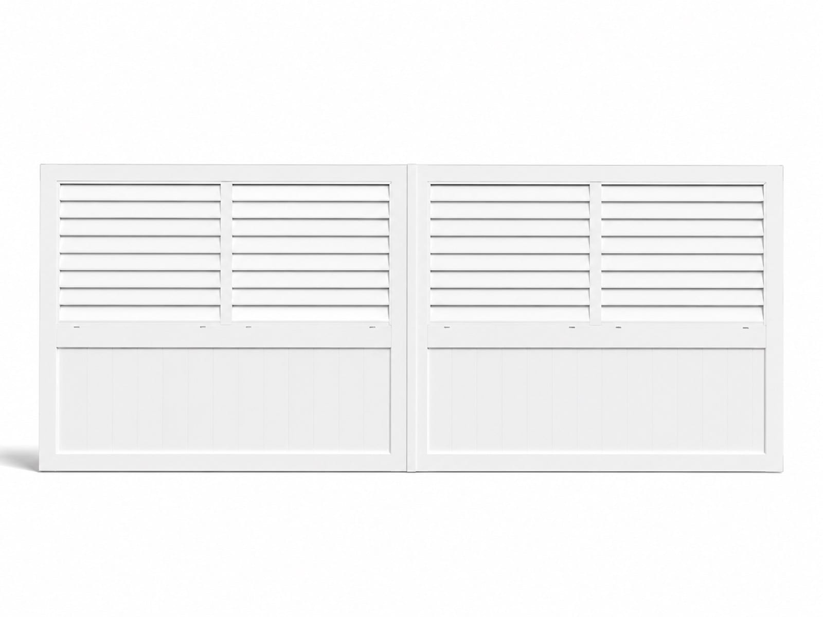 Portail 2 battants brise vue bas plein en aluminium sur mesure en Martinique