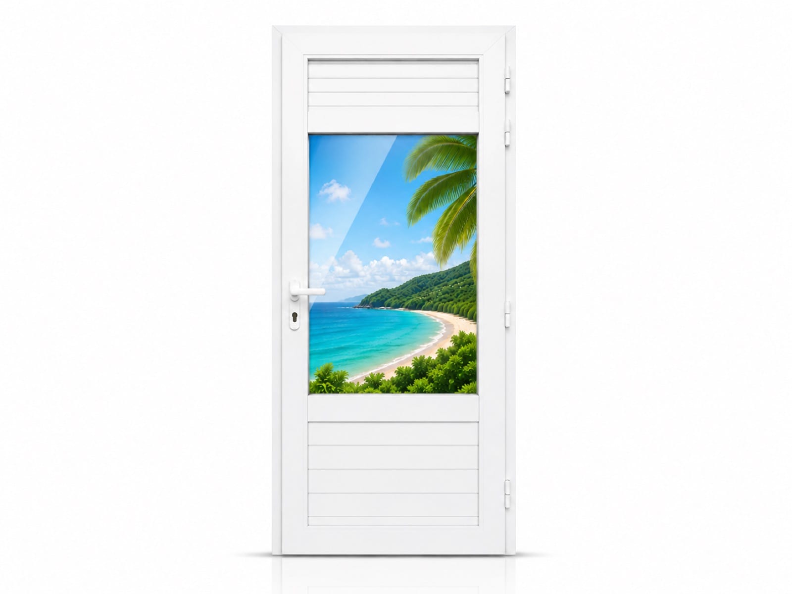 Porte 1 battant + 3 lames de ventilation en aluminium sur mesure en Martinique