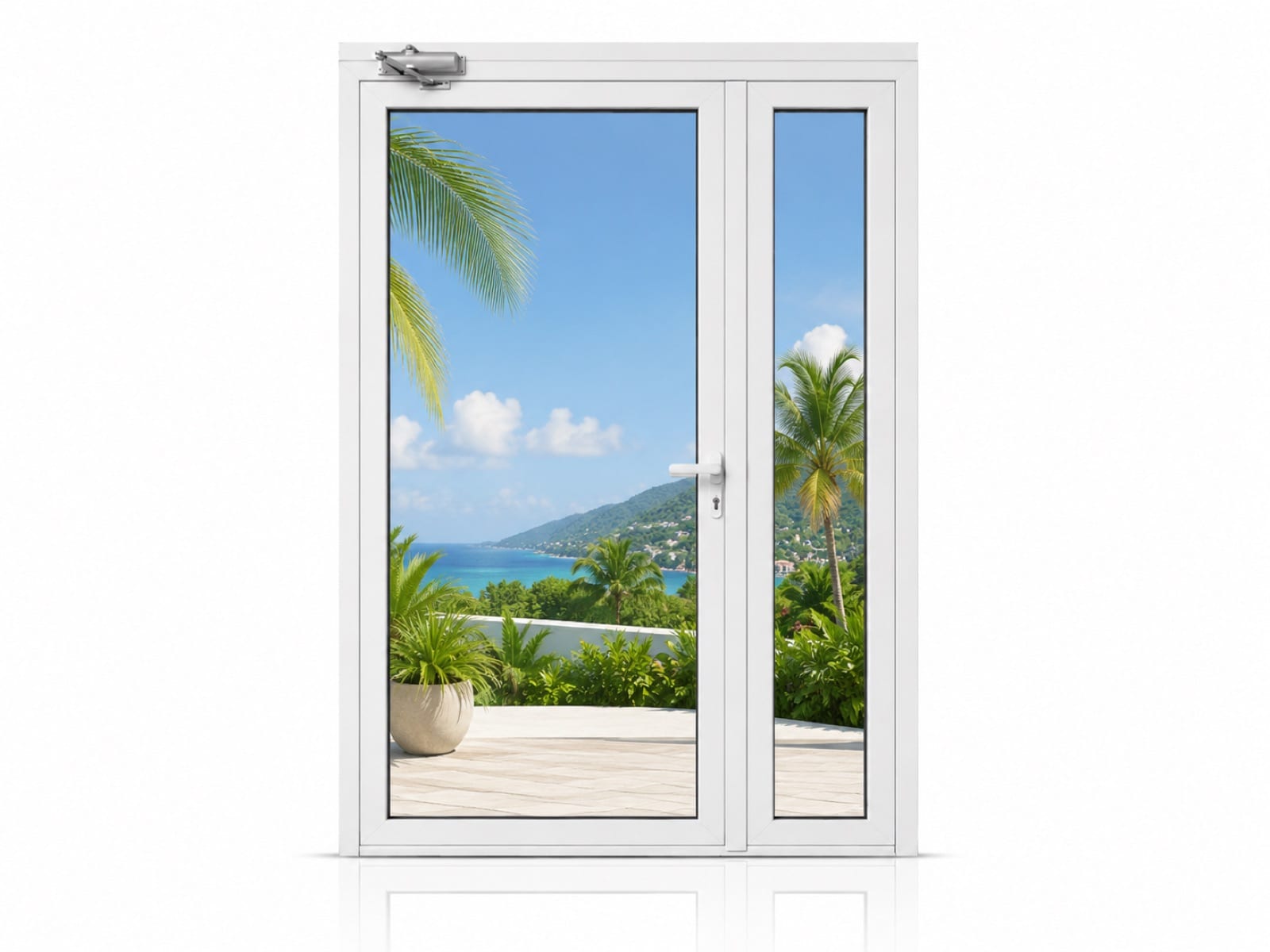 Porte 2 battants vitrés tierce en aluminium sur mesure en Martinique
