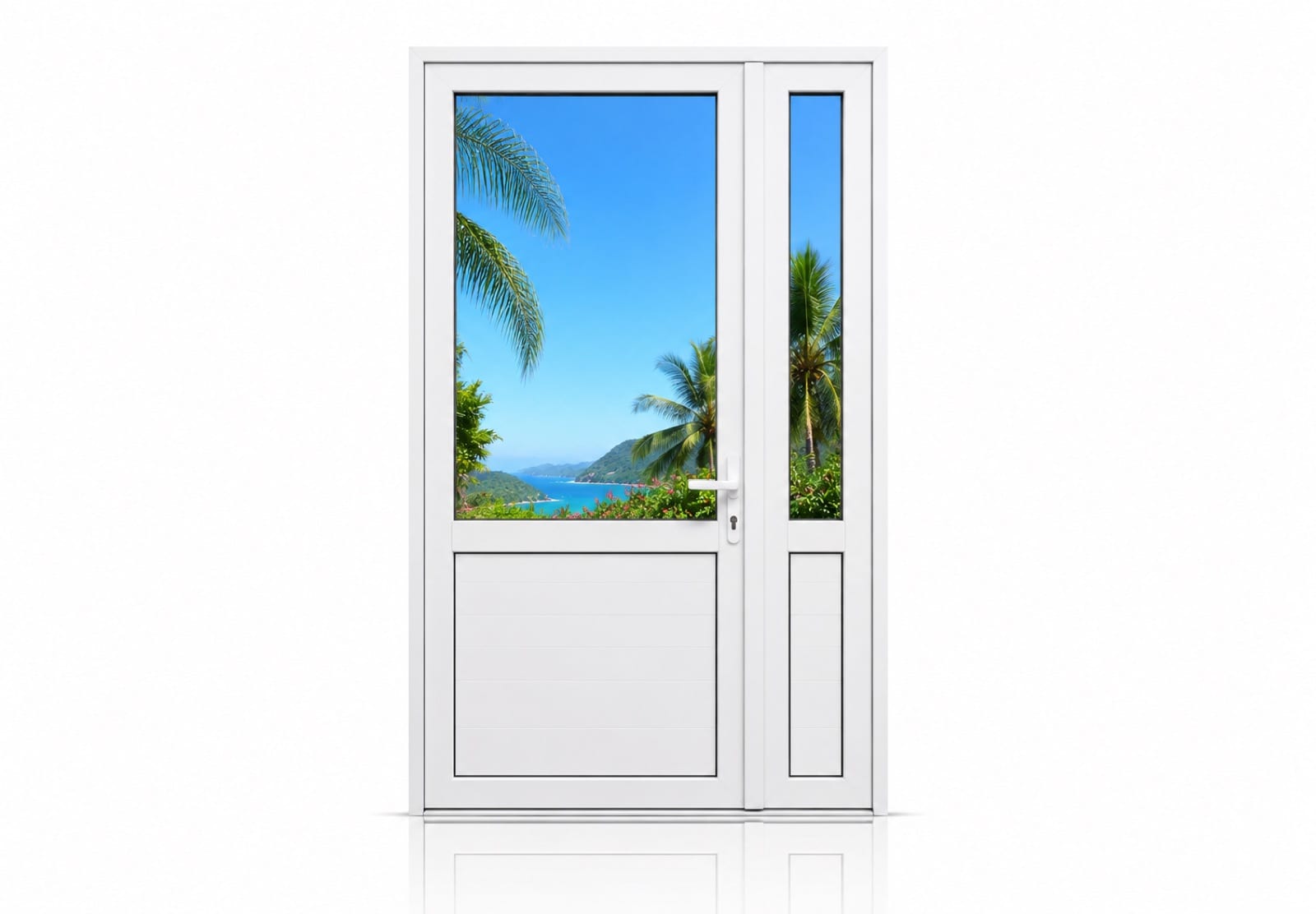 Porte 2 battants bas plein tierce en aluminium sur mesure en Martinique