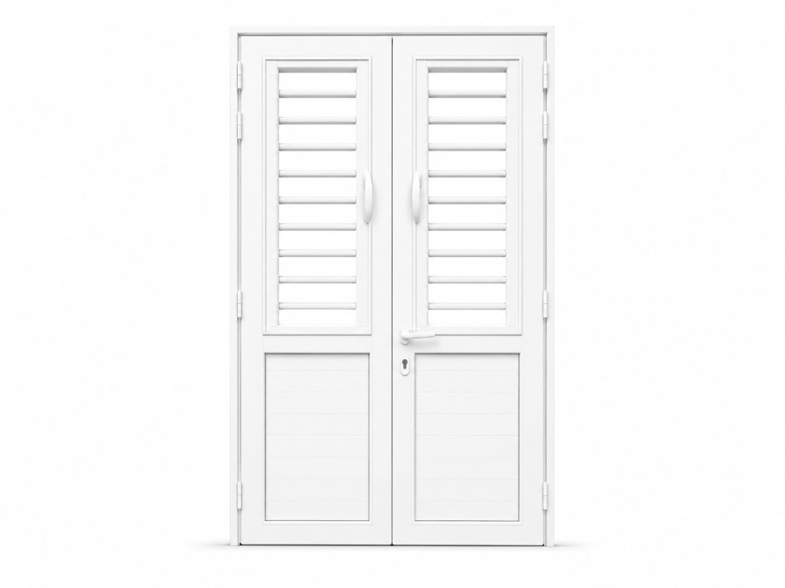 Porte 2 battants + jalousies en aluminium sur mesure en Martinique
