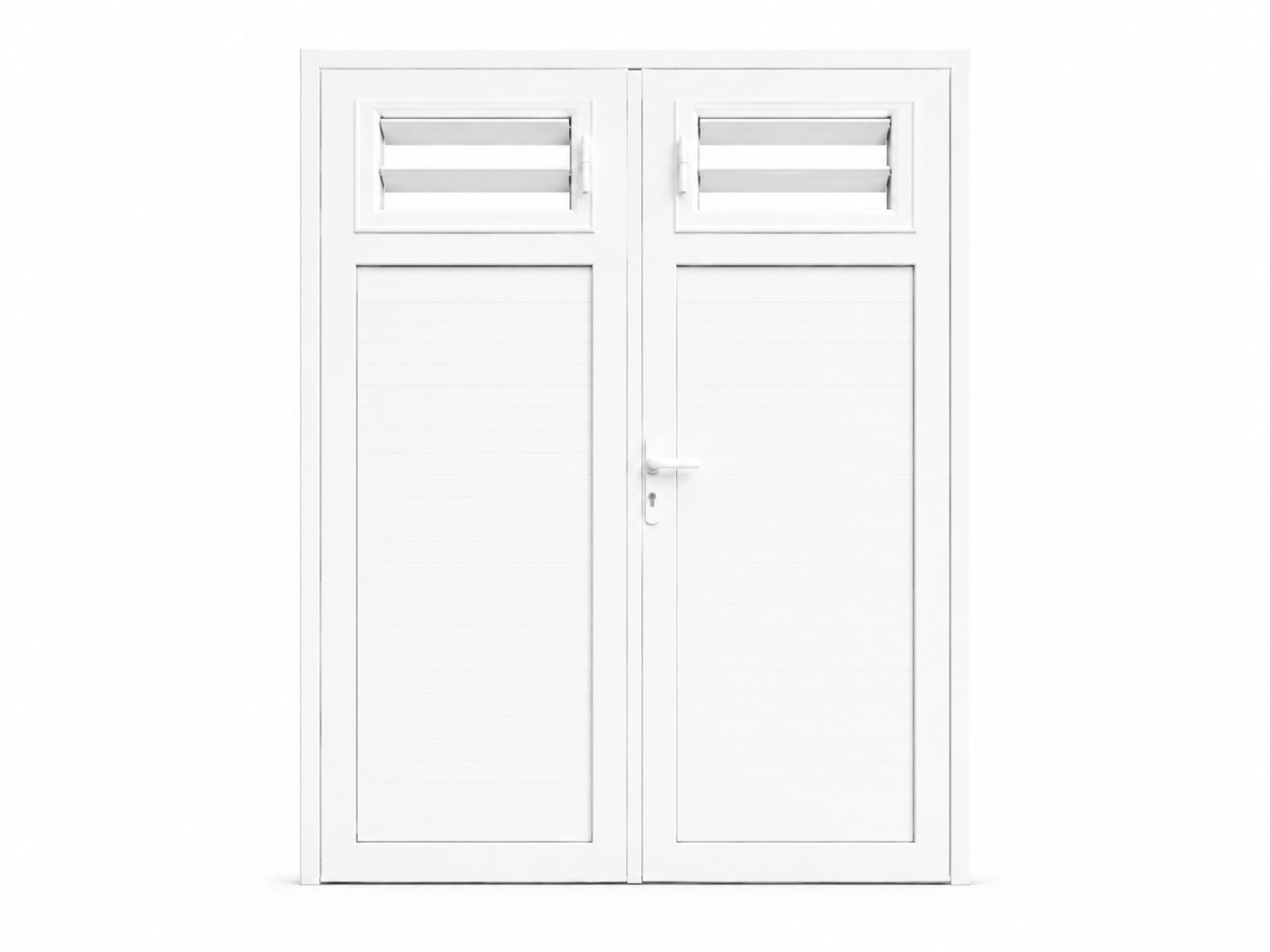 Porte 2 battants pleins + jalousies en aluminium sur mesure en Martinique