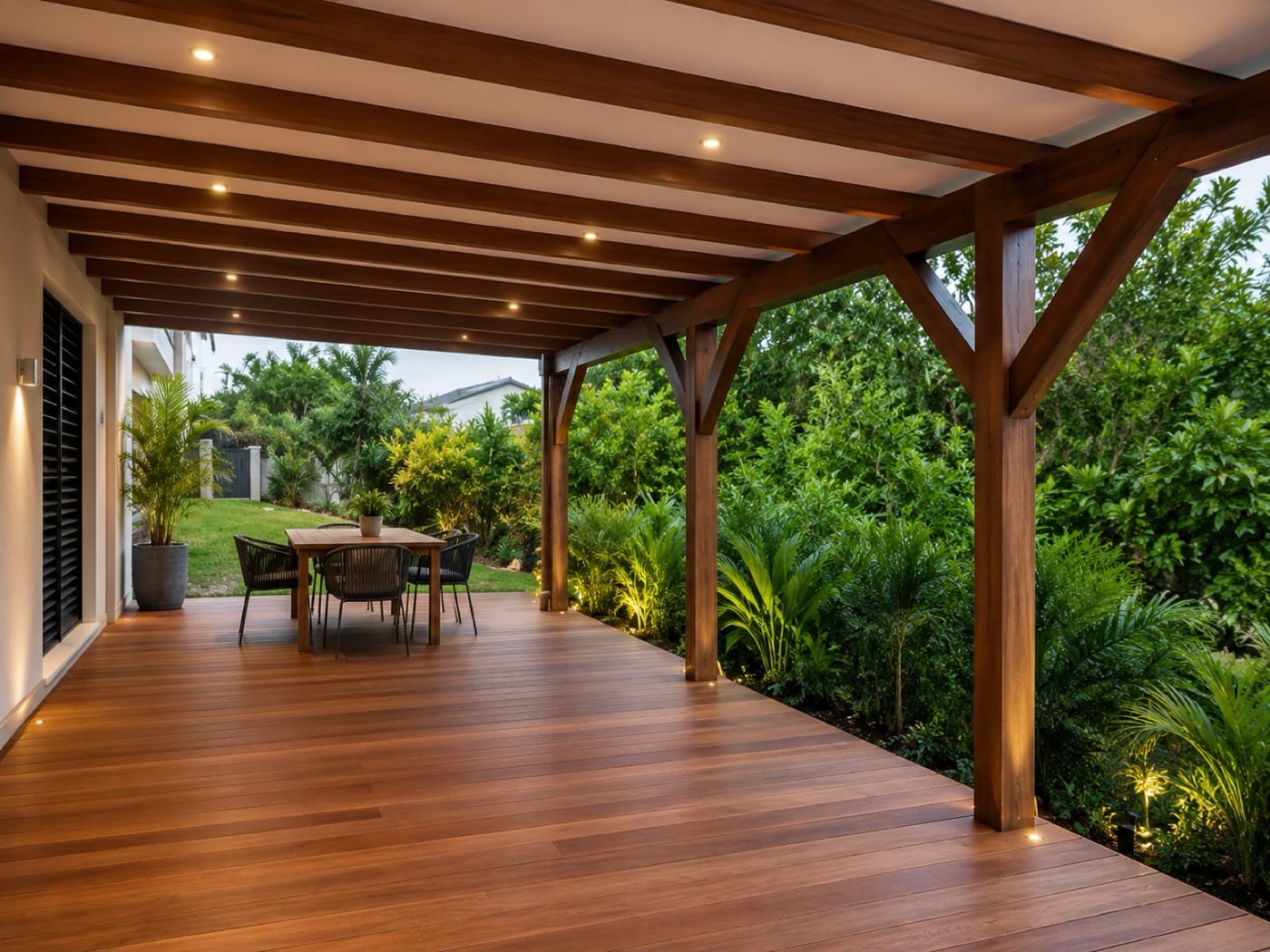 Terrasse extérieure durable réalisée en Martinique