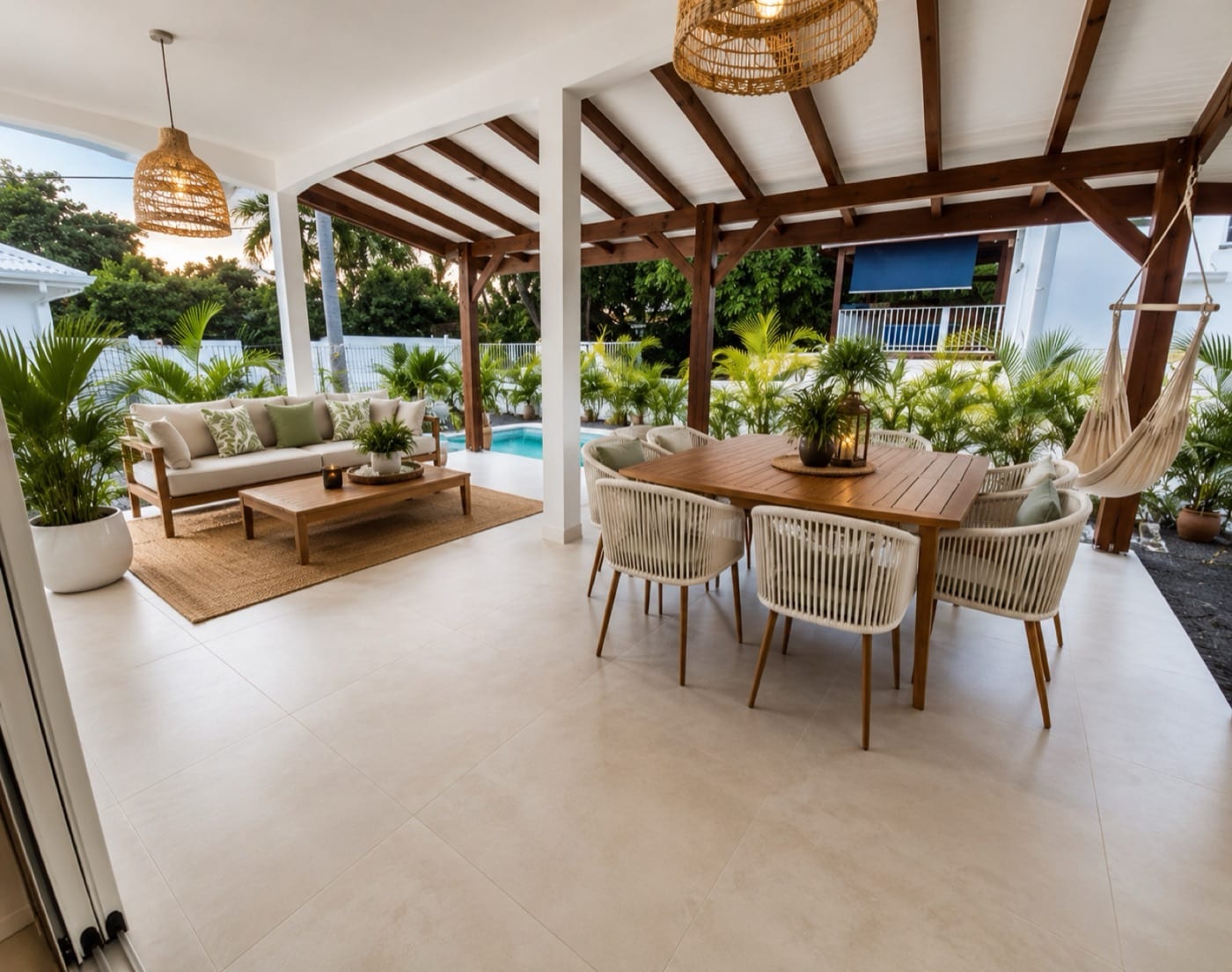 Terrasse sur mesure adaptée au terrain en Martinique